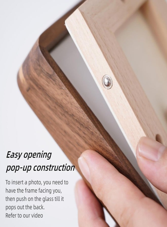 Zibrelte Natural Wood 8x10 Picture Frame, Display 5x7 or 6x8 Picture with Mat or 8x10 Without Mat, Solid Walnut Wood Photo Frame with Plexiglass, Tabletop Display and Wall Hanging - Image 5